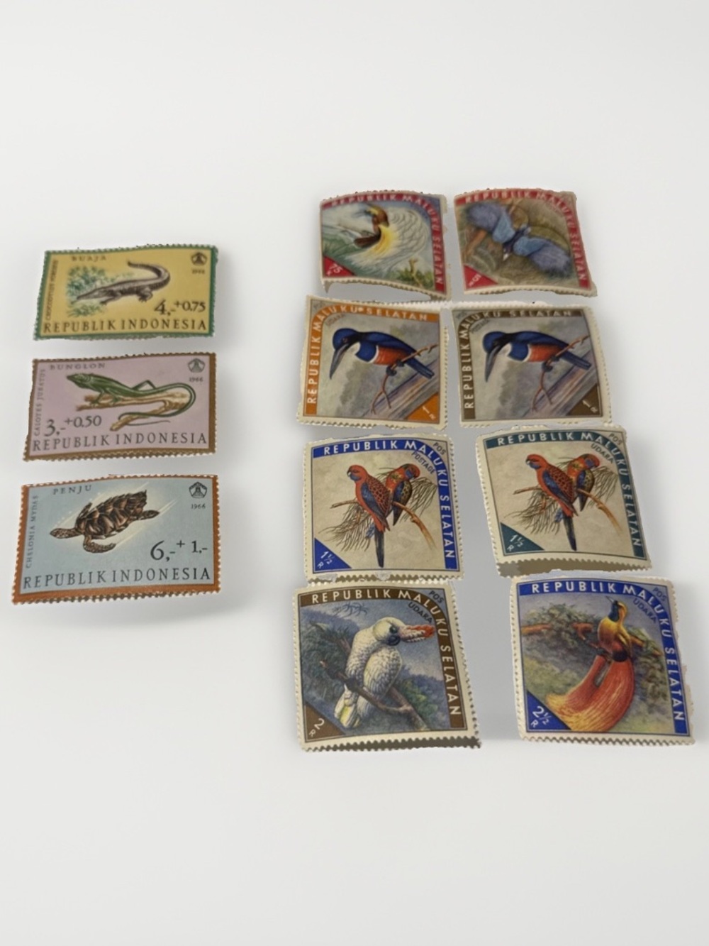 Vintage Indonesian Bird and Wildlife Stamp Collection - Multicolor